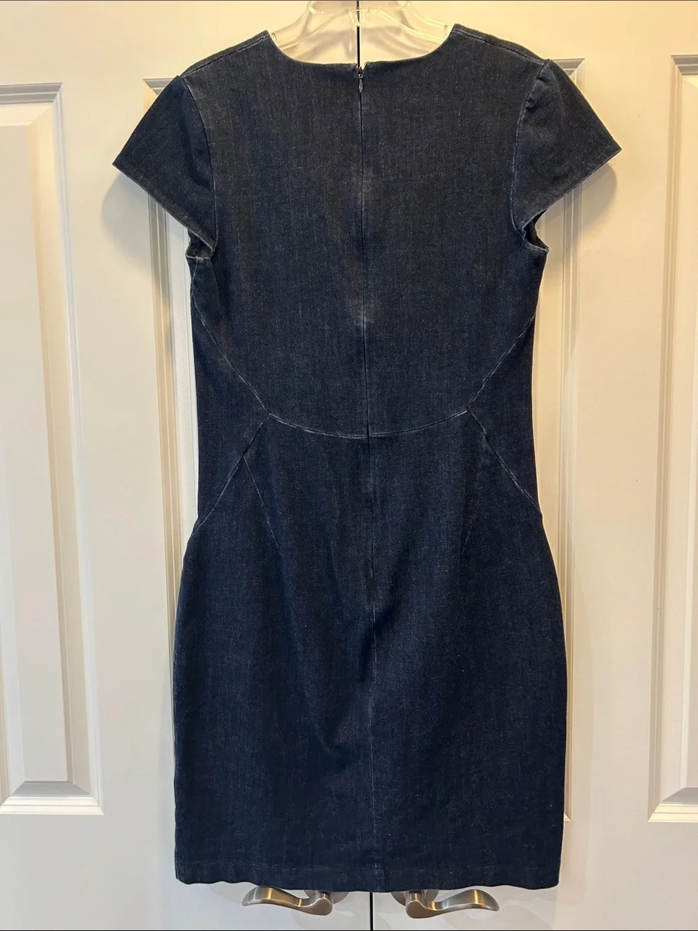 Banana Republic Dark Blue Denim Sheath Dress with Notch Neck 12T - Picture 4 of 8